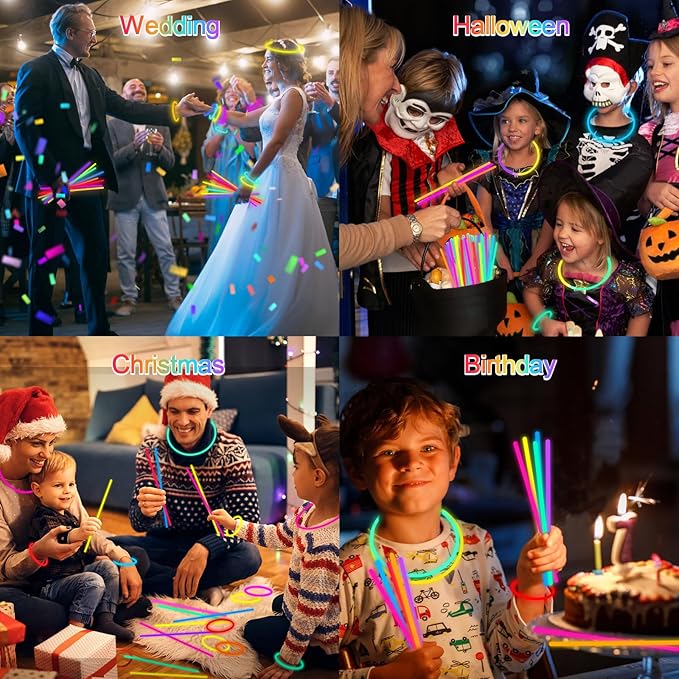 Halloween Glow Sticks Bulk Party Pack- Ultra Bright 500pk Glow in the Dark Party Favors, Glow Decorations, Neon Party Glow Necklaces and Glow Bracelets with Connectors