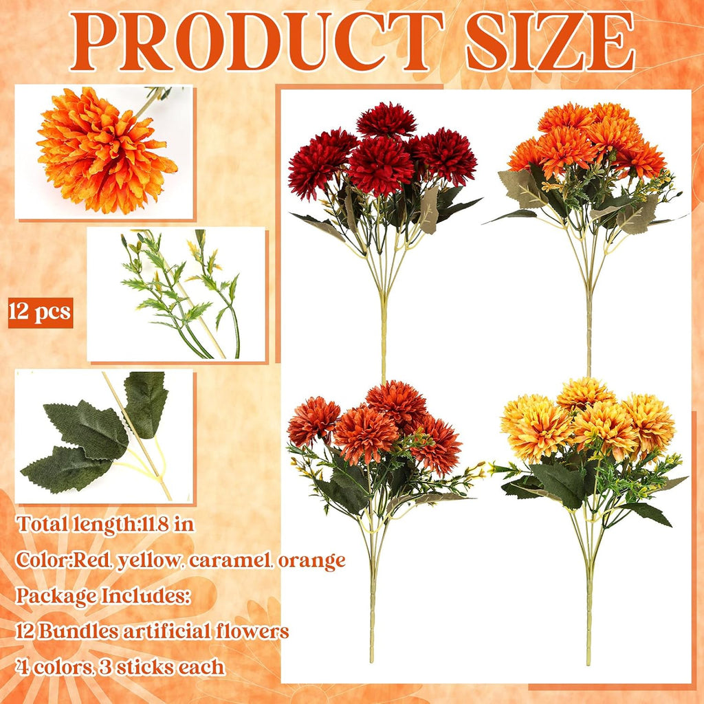 xunyee 12 pcs fall artificial flowers for outdoor shown in use
