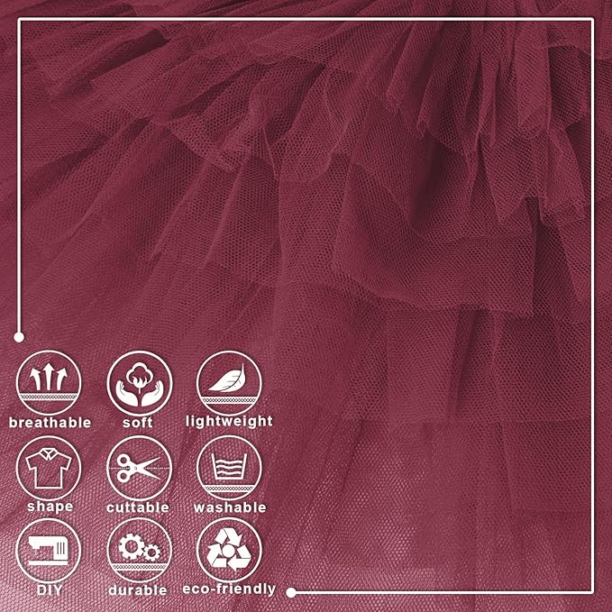 Burgundy Tulle Fabric Roll 6 Inch X 300 FT (100 Yards) Matte Tulle Ribbon Netting Mesh Spool for DIY Tutu Skirt Wedding Bow Gift Wrapping Baby Shower Christmas Party Halloween Decorations