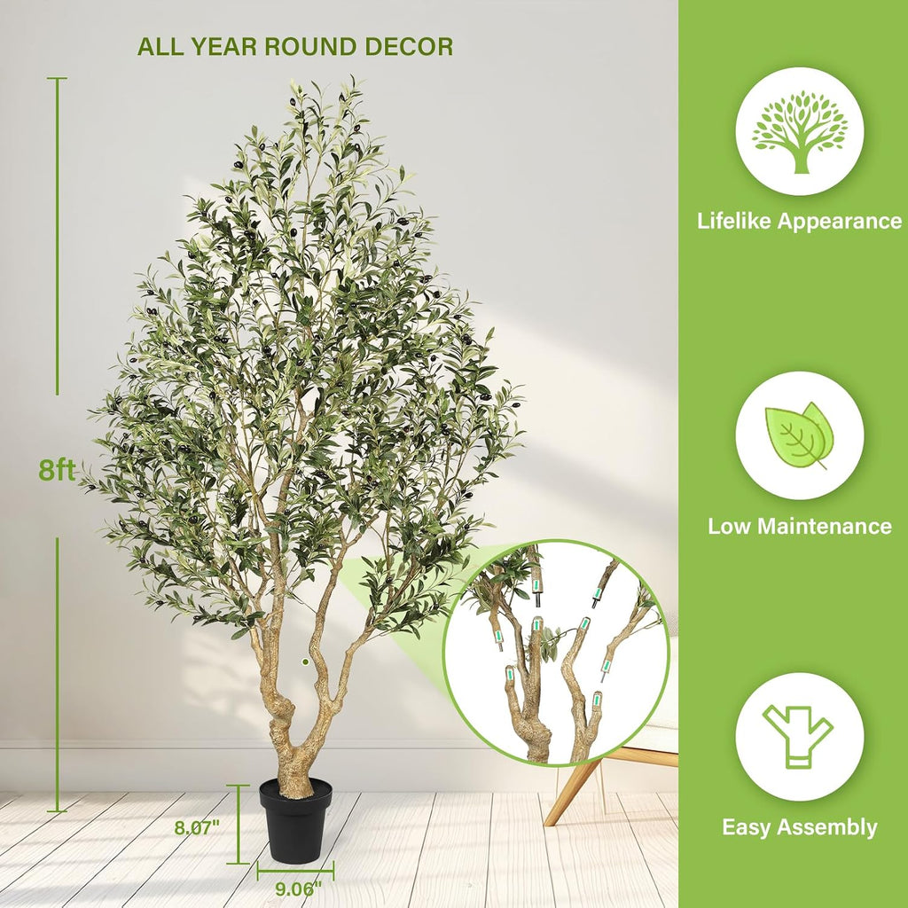 feelead faux olive tree 8ft - tall olive, close-up detail
