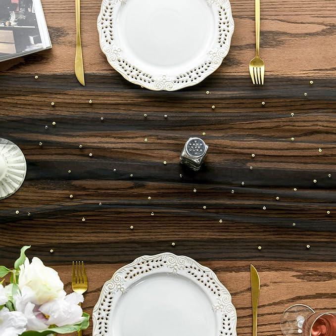 Artoid Mode Pearl Black Gauze Table Runner 59x120 Inch , Seasonal Sheer Kitchen Dining Holiday Wedding Birthday Baby Shower Table Decor for Home Party