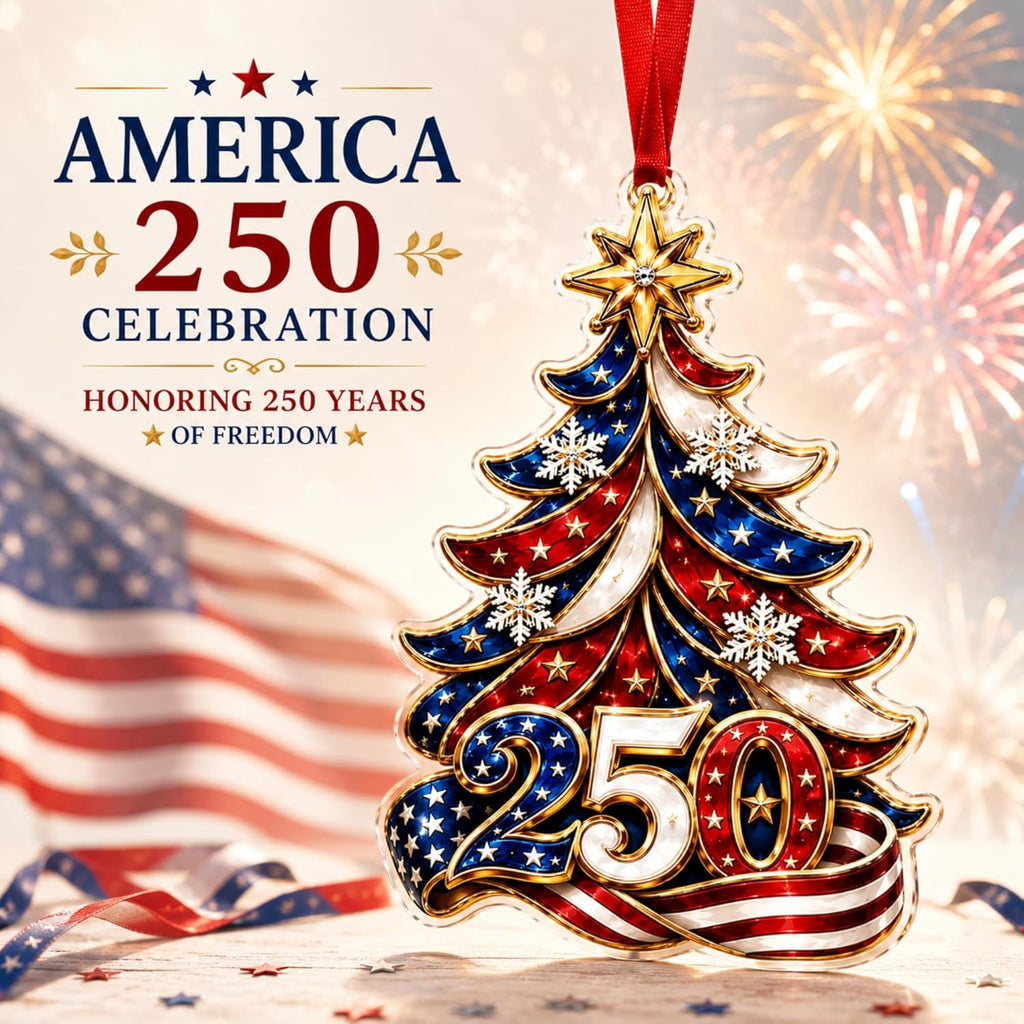 250 Anniversary USA Ornament, 1776-2026 2D Acrylic 250th Merchandise, USA America Anniversary Christmas Ornament, Fourth of July Decorations, Patriotic Decor, American Birthday Gifts