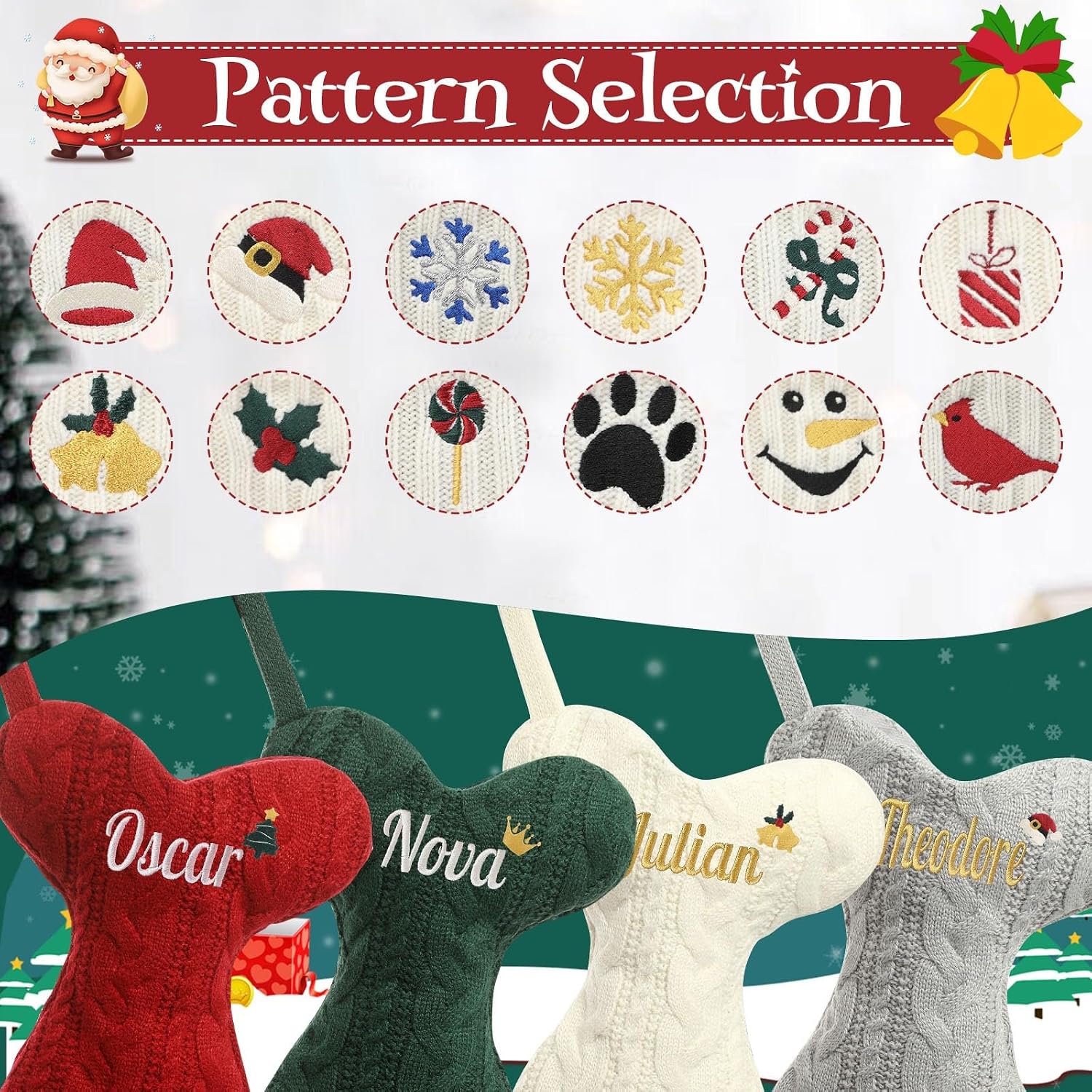 Personalized Cat Christmas Stockings, Large Custom Embroidered Name Stocking for Dog Cat, Fish Shape Xmas Stockings, Christmas Decorations Fireplace Hanging Stockings Family Holiday Stockings(1 Pack)