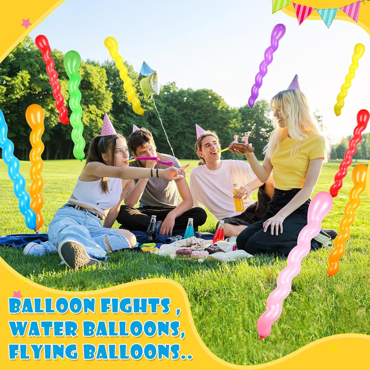 Sratte 500 Pcs 40 Inches Latex Spiral Balloons, 9 Assorted Colors
