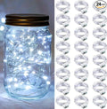 24 Pack White Fairy Lights 7Ft 20 LED Twinkle String Lights 3 Modes Battery Operated Waterproof Firefly Starry for Mason Jar Party Wedding Christmas Valentines Day Table Centerpieces,Cold White