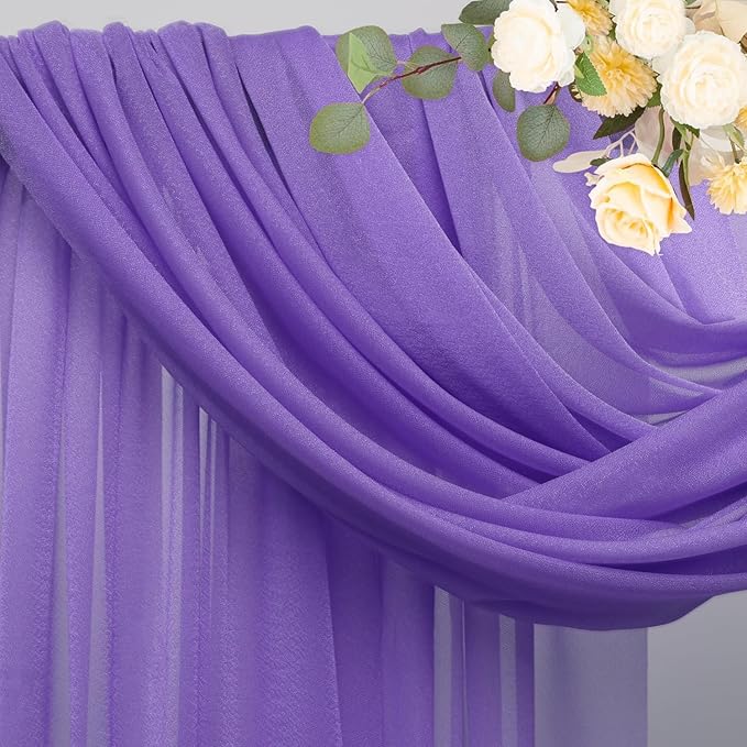 Wokceer Wedding Arch Draping Fabric - 28.7" x 20FT Lavender Purple Sheer Drapes for Wedding Ceremony, Birthday Party, Bridal Shower Decoration