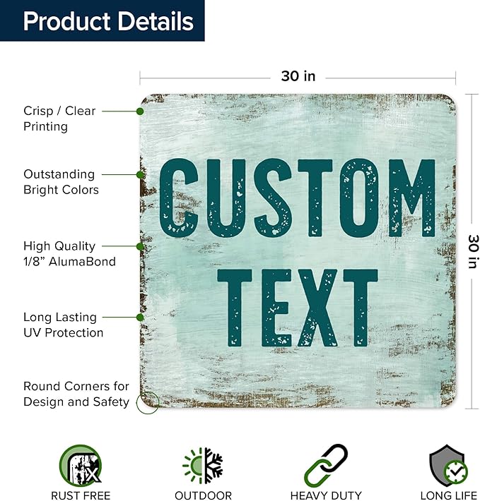 Custom Sign, Custom Street Sign, 11 Font Colors, 13 Font Styles, 4 Hole Options, 22 Sizes, 30x30 Inches, Rust Free DiBound, Fade Resistant, Made in USA by My Sign Center (Shabby Chic)
