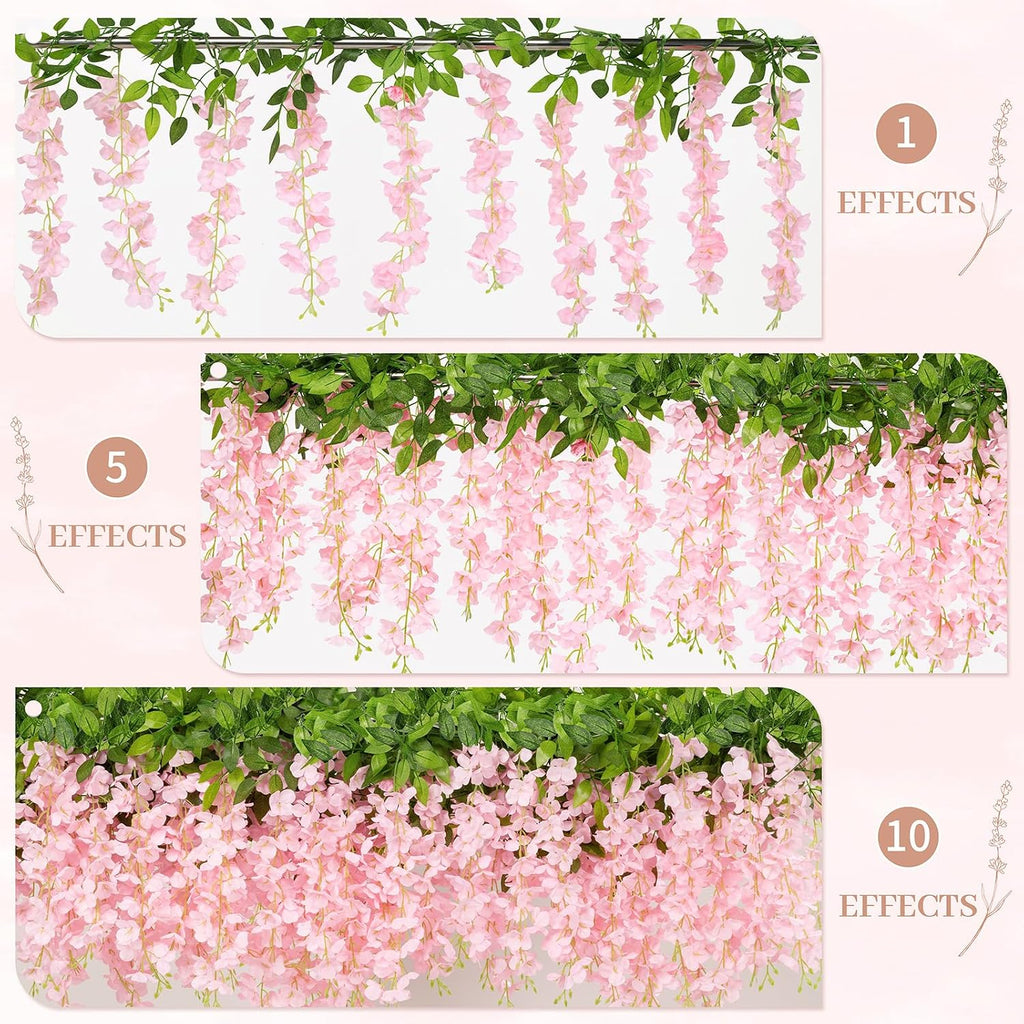 u'artlines 10pcs 7.2 ft/piece artificial wisteria garland light showing dimensions