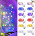 12 Pack Led Fairy Lights - 6 Colors, Battery Operated LED Silver Wire String Lights, 7FT 20LED Mini Firefly Starry String Lights Waterproof Led Twinkle Lights for Mason Jar DIY Christmas Decor