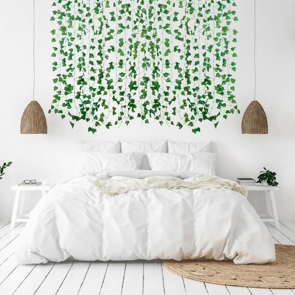 Freyalife Fake Vines for Room Decor(12 Pack 84 Feet) Aesthetic Artificial Plant Ivy Leaves Hanging Greenery Garlands for Home Bedroom Wall Wedding Christmas Party Office Patio Outdoor Garden Décor