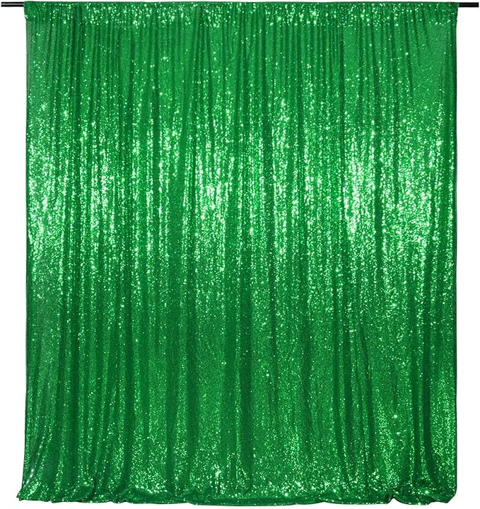 Poise3EHome Green Sequin Backdrop, 6FT x 8FT Green Sequin Photography Backdrop Curtain for St. Patrick's Day Party Decoration