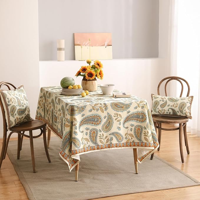 patdrea Designer Vintage French Rectangle Table Cloth,Italian Floral Wrinkle Free Farmhouse Tablecloth,Decor Table Cover for Kitchen Dining,Christmas,Tea Party,Thanksgiving,55"x79"-Lysaniya