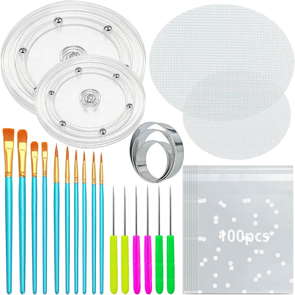 123 PCS Cookie Decorating Kit Supplies Including Acrylic Turntable Decoration Brushes Scribe Needle Bags for Cookie Cupcake Cake Decoration