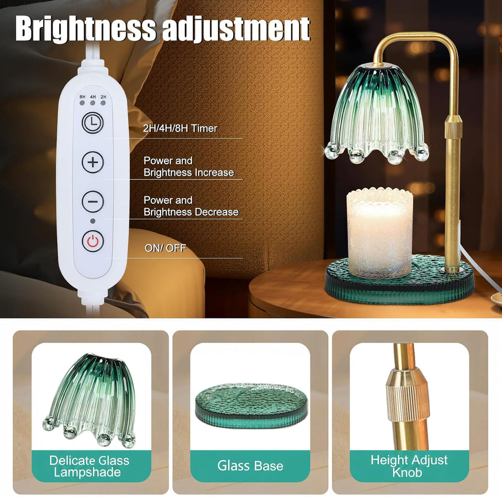 Candle Warmer Lamp with Timer - Electric Wax Melt Warmer with Adjustable Height and Dimmer for Scented Candle Wax, Home Fragrance Décor and House Warming Birthday Gifts for Women Mom