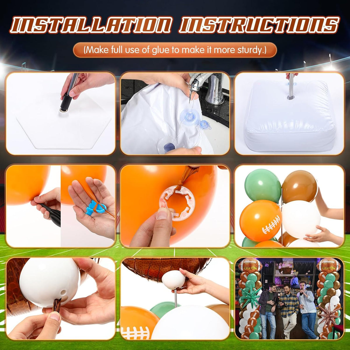 kasyat 2 sets football balloon column stand kit, side view