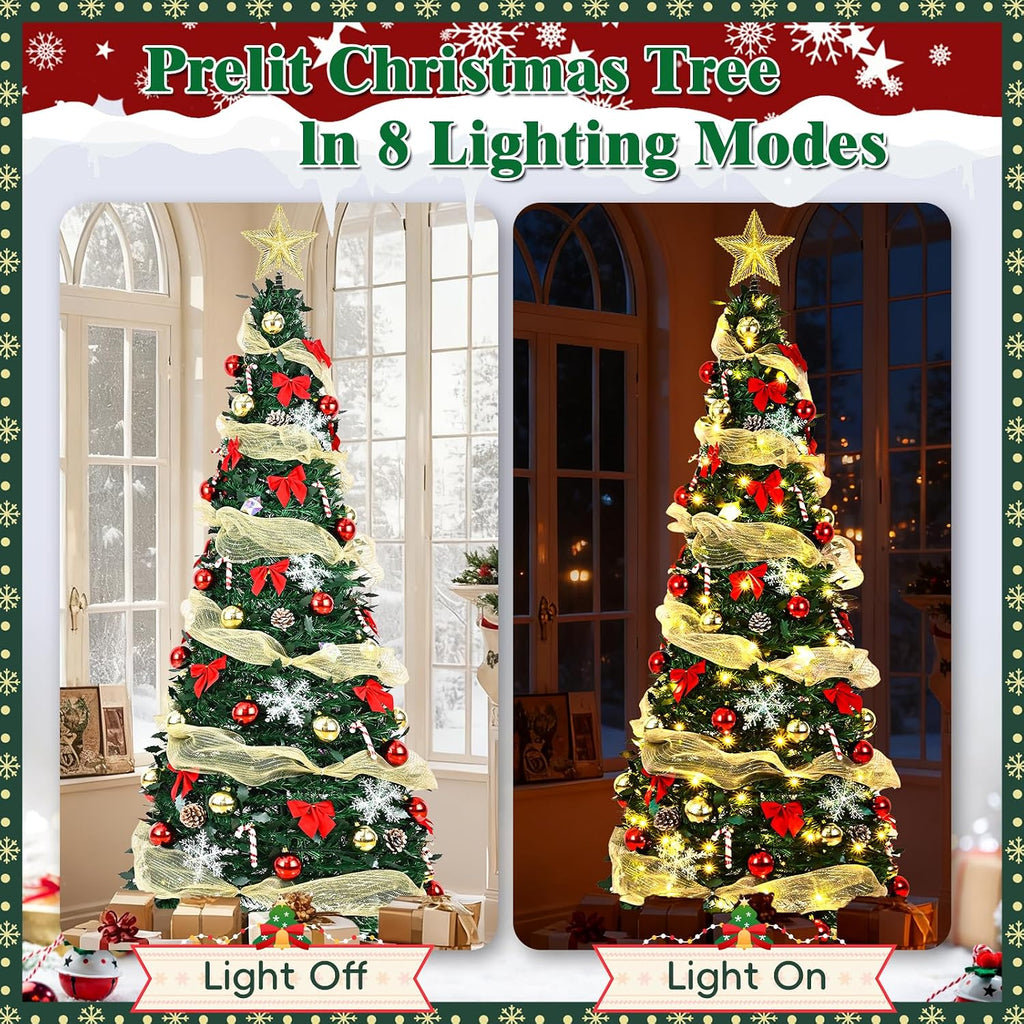 6ft pre lit pop up christmas tree,pre-decorated artificial, package contents