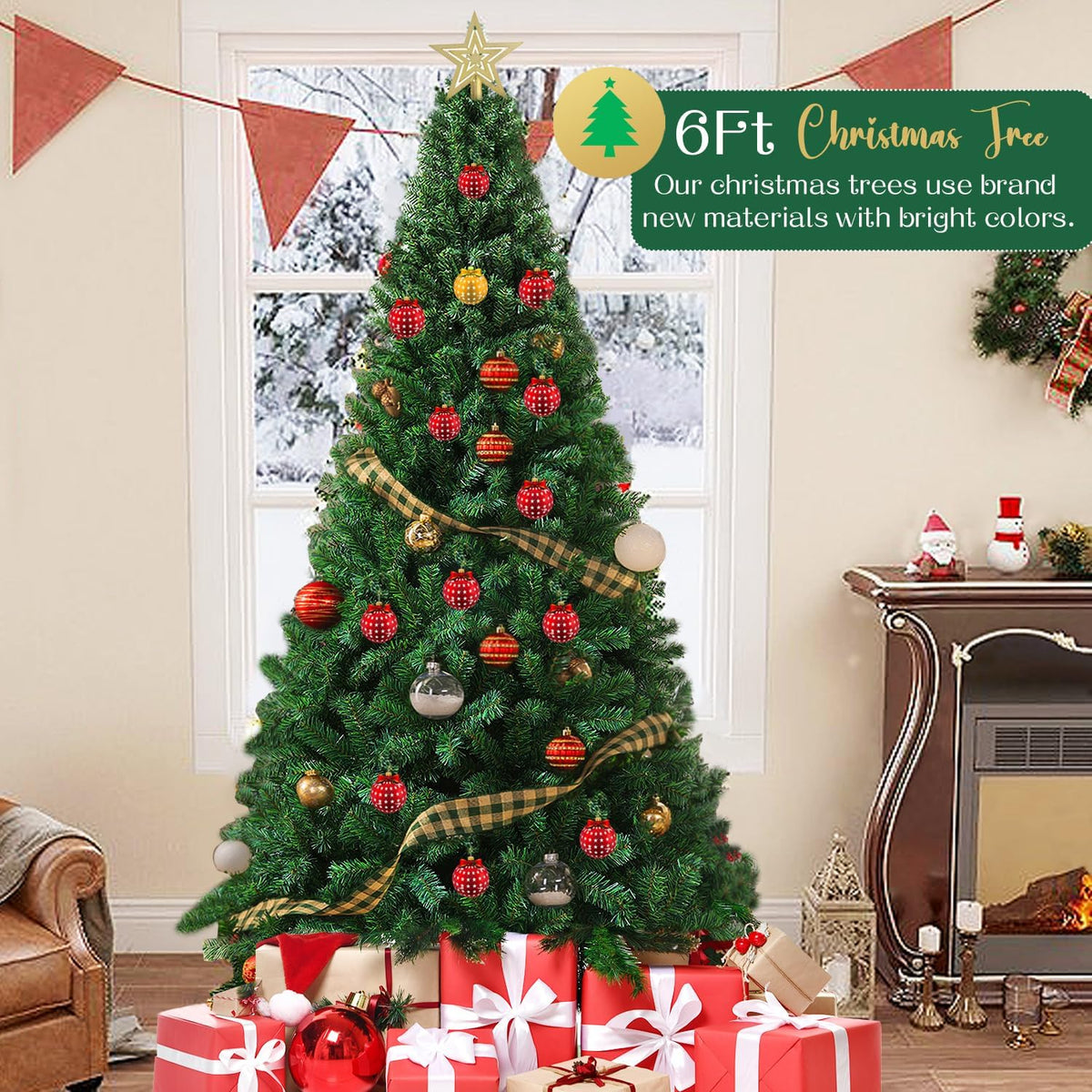 6ft artificial christmas tree, xmas tree with 1,000 showing dimensions