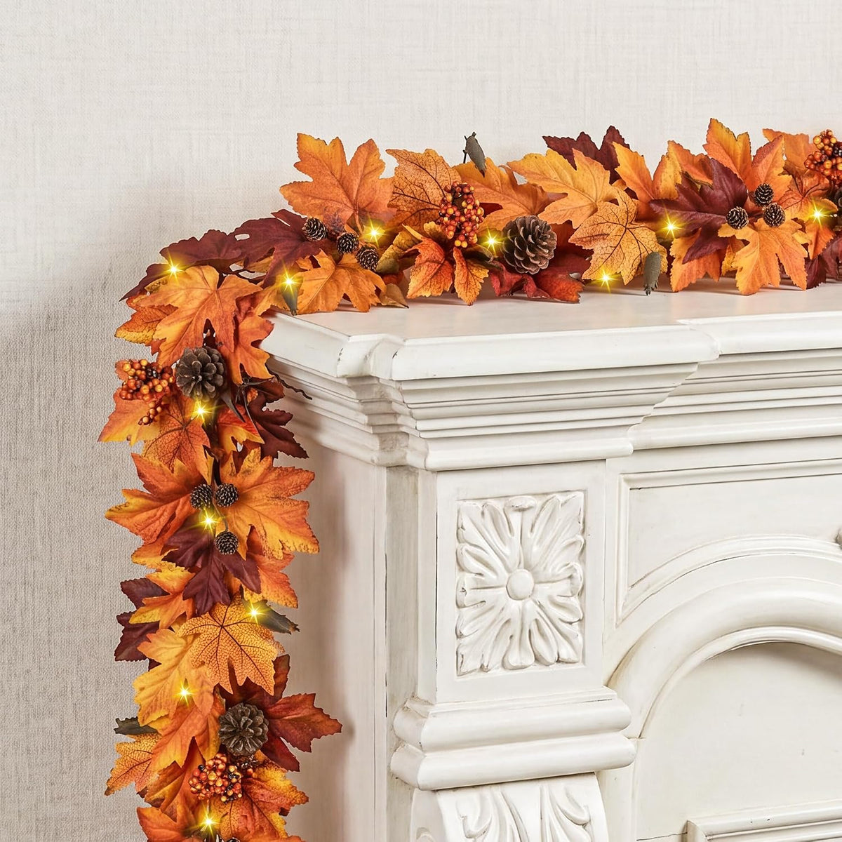 ghrdopy 6ft fall garland with 30 lights &, main product view
