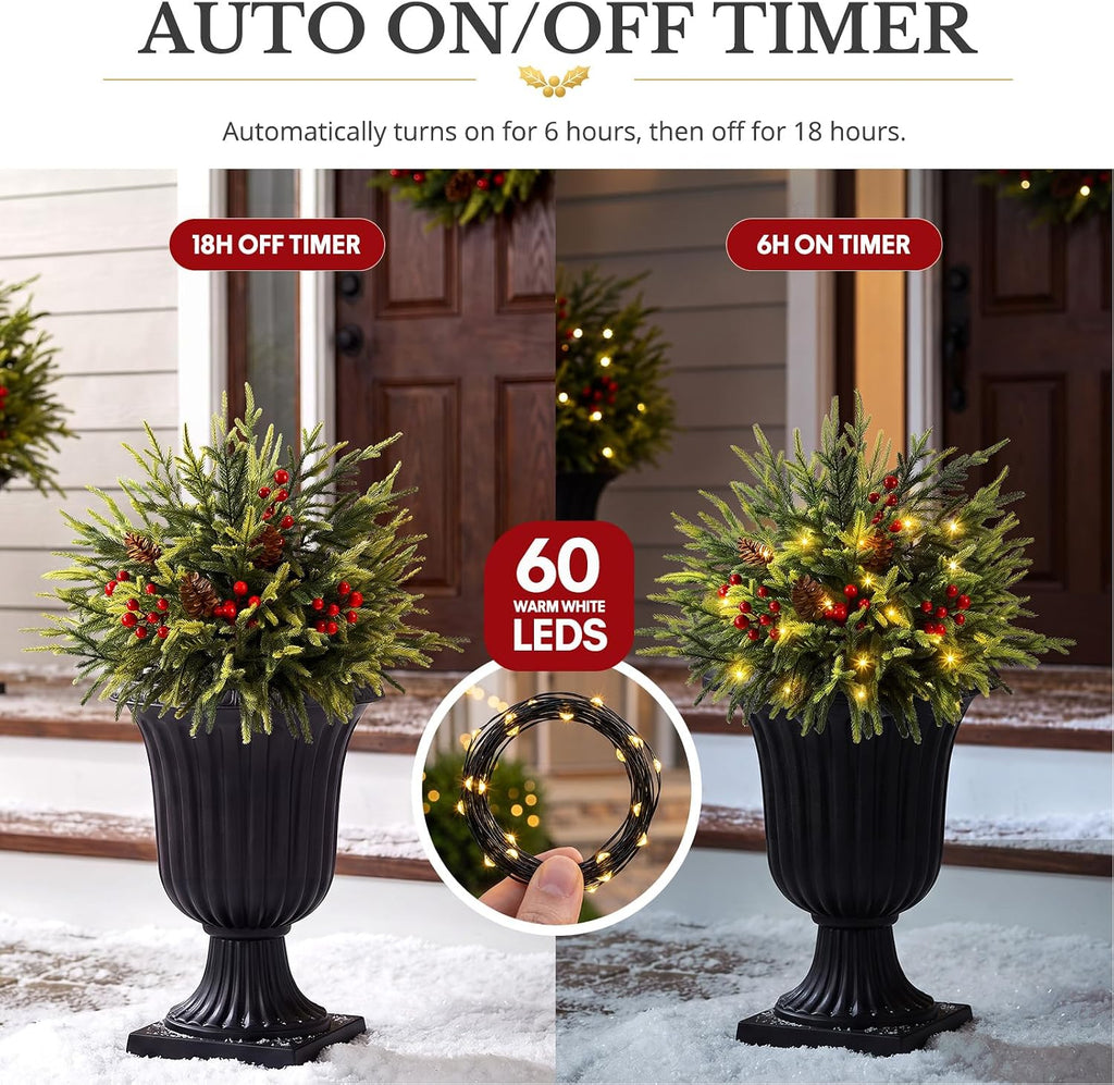 25.5 inch outdoor lighted christmas trees, yard holiday on a desk or shelf
