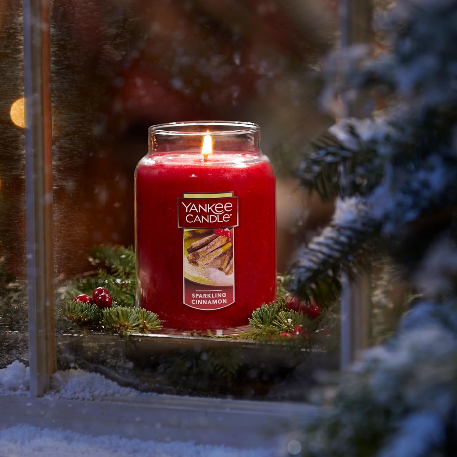 Yankee Candle Sparkling Cinnamon Scented Classic 22oz Large Jar Single Wick Candle Over 110 Hours of Burn Time