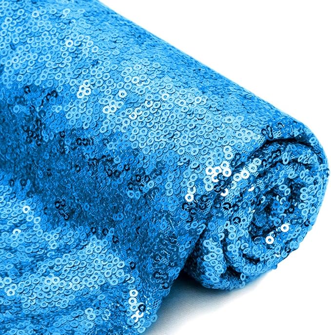 QueenDream Sparkly Sequin Tablecloth - Aqua Blue Table Cloth 50x80 Inches Rectangle Table Overlay Fabric for Birthday Parties Baby Shower Decoration