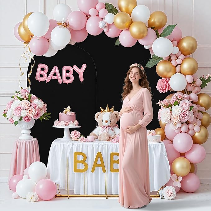 6.6FT Wedding Arch Covers Arch Backdrop Cover Arch Stand Covers Set Arch Cover Spandex Fabric Stretchy Backdrop for Wedding Birthday Party Decoration Baby Shower (Black, Cover Only)