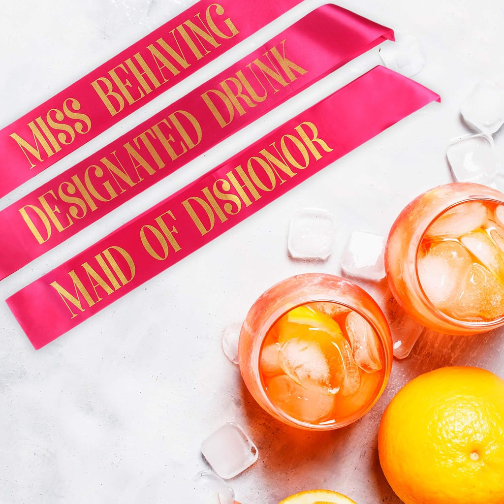 Pop Fizz Designs Bachelorette Sash Set (12 pcs) 1 White Bride to Be Sash + 1 Maid of Honor Sash + 10 Bachelorette Sashes for The Bride Tribe - Amazing Bachelorette Party Favors