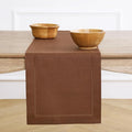 Solino Home Linen Brown Table Runner 36 Inches - Classic Hemstitch, 100% Pure Linen Coffee Table Runner 14 x 36 Inch Ideal for Dresser Tables, Fall, Autumn, Thanksgiving