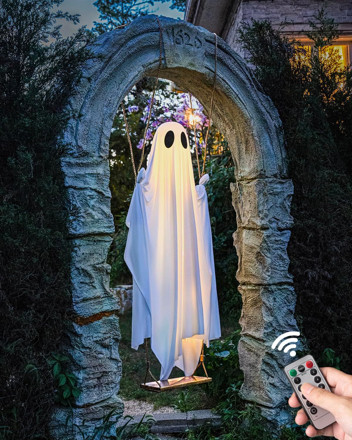 Halloween Decorations Outdoor - 5 FT Large Hanging Swing Ghost Halloween Deco...