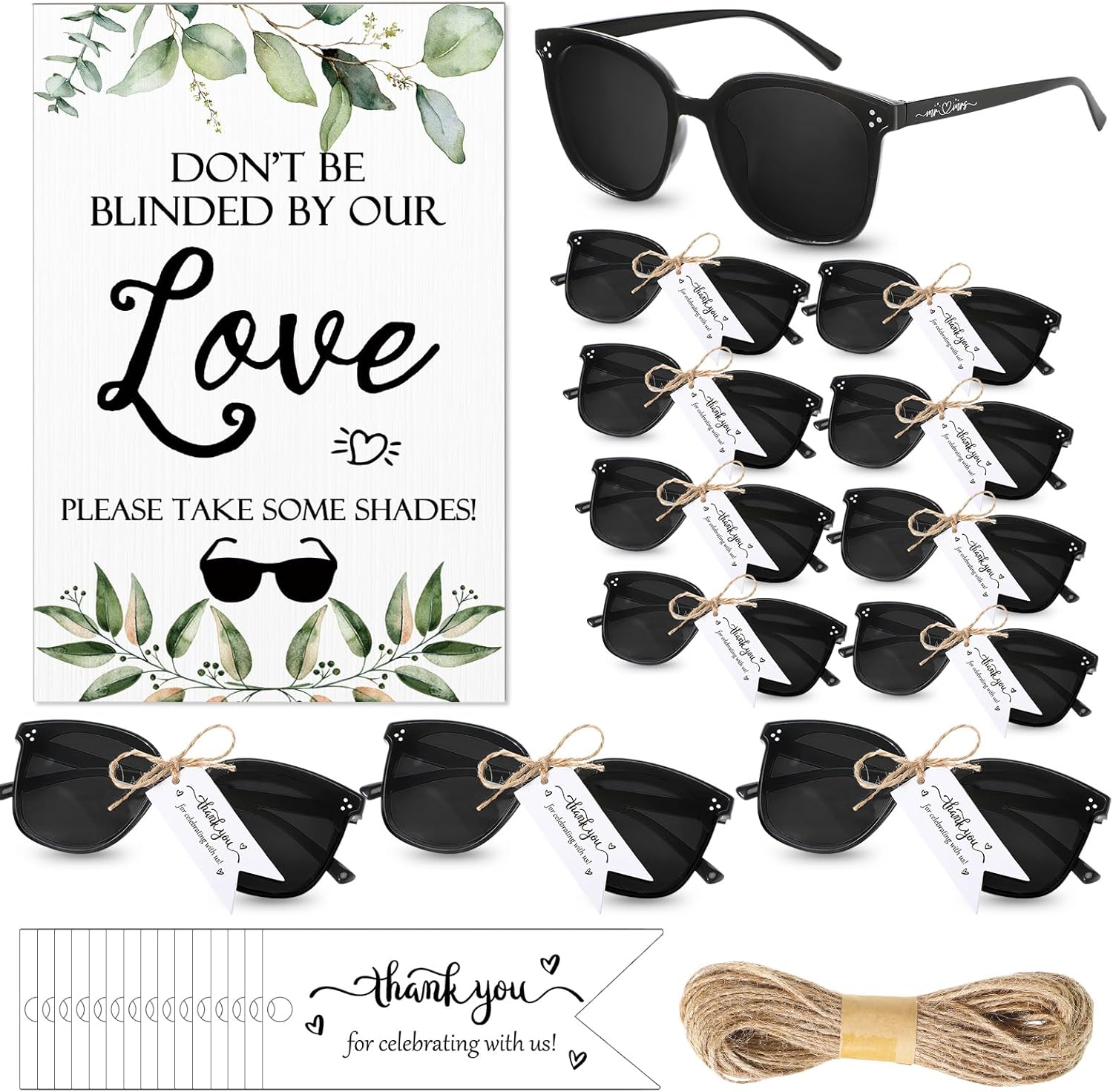 Kanayu Wedding Sunglasses for Guests Wedding Gifts Sign Married Decorations Sunglasses Black Glasses Bridal Party Favors