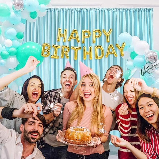 10 x 7 Feet Light Blue Backdrop Curtain for Partie, Background Curtains for Photoshoot, Birthday, Wedding, Halloween, Thanksgiving, Christmas, New Year Party Decorations 5Ft x 7Ft, 2 Panels