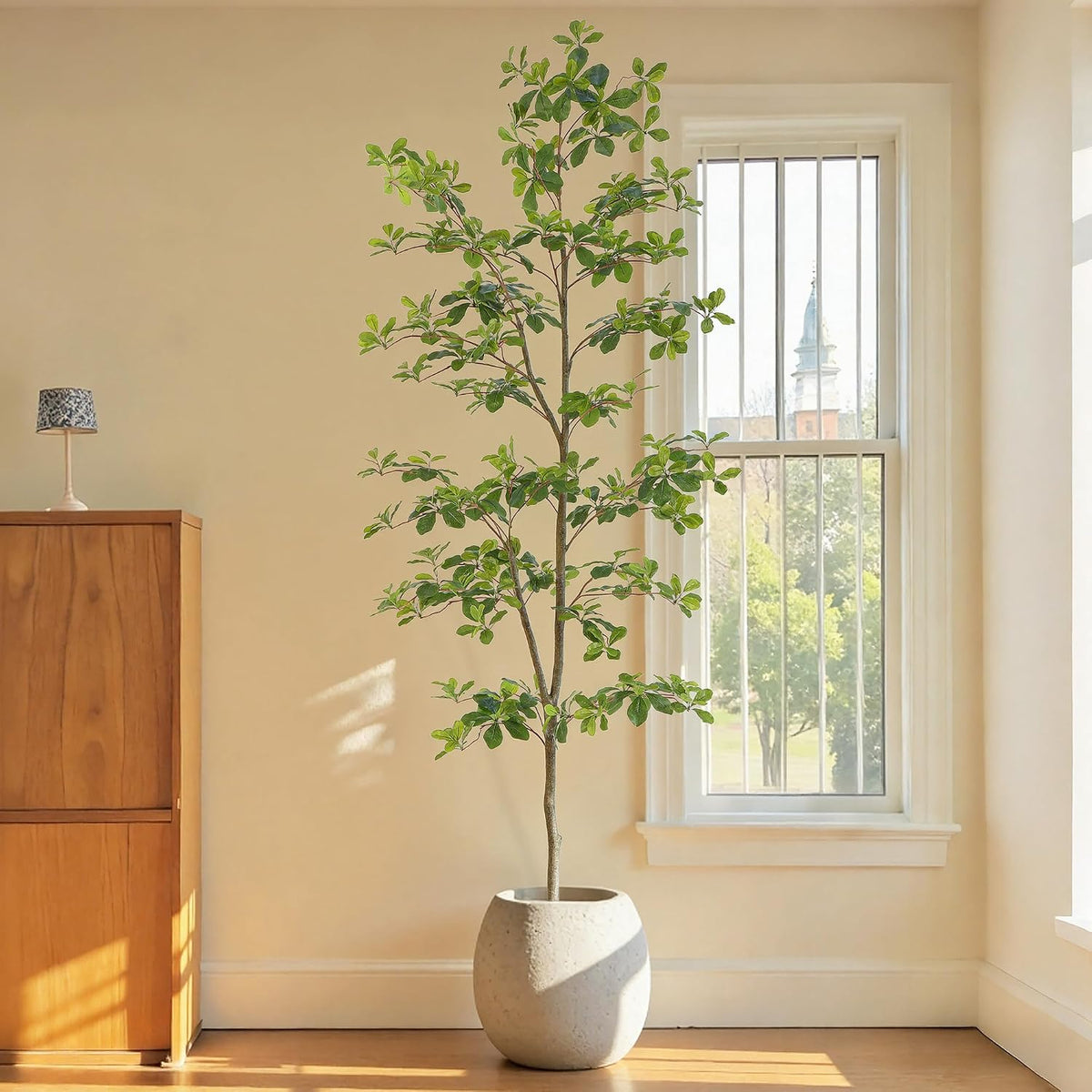 bellacat faux black olive tree 7ft, tall faux showing dimensions