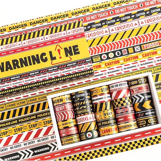 30 Rolls Warning line Theme Washi Tape Set, Writable Decorative Tapes for Scrapbooking, Bible Journaling, Bullet Journaling, 0.6"x79" per Roll