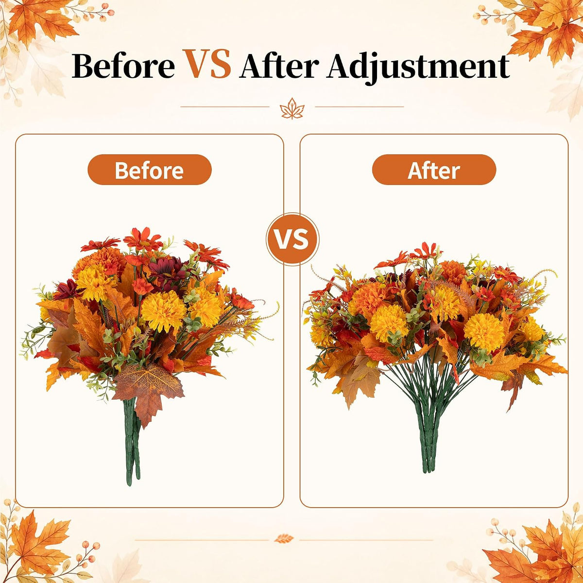 blosmon faux mums for outdoor planters: realistic fall, side view