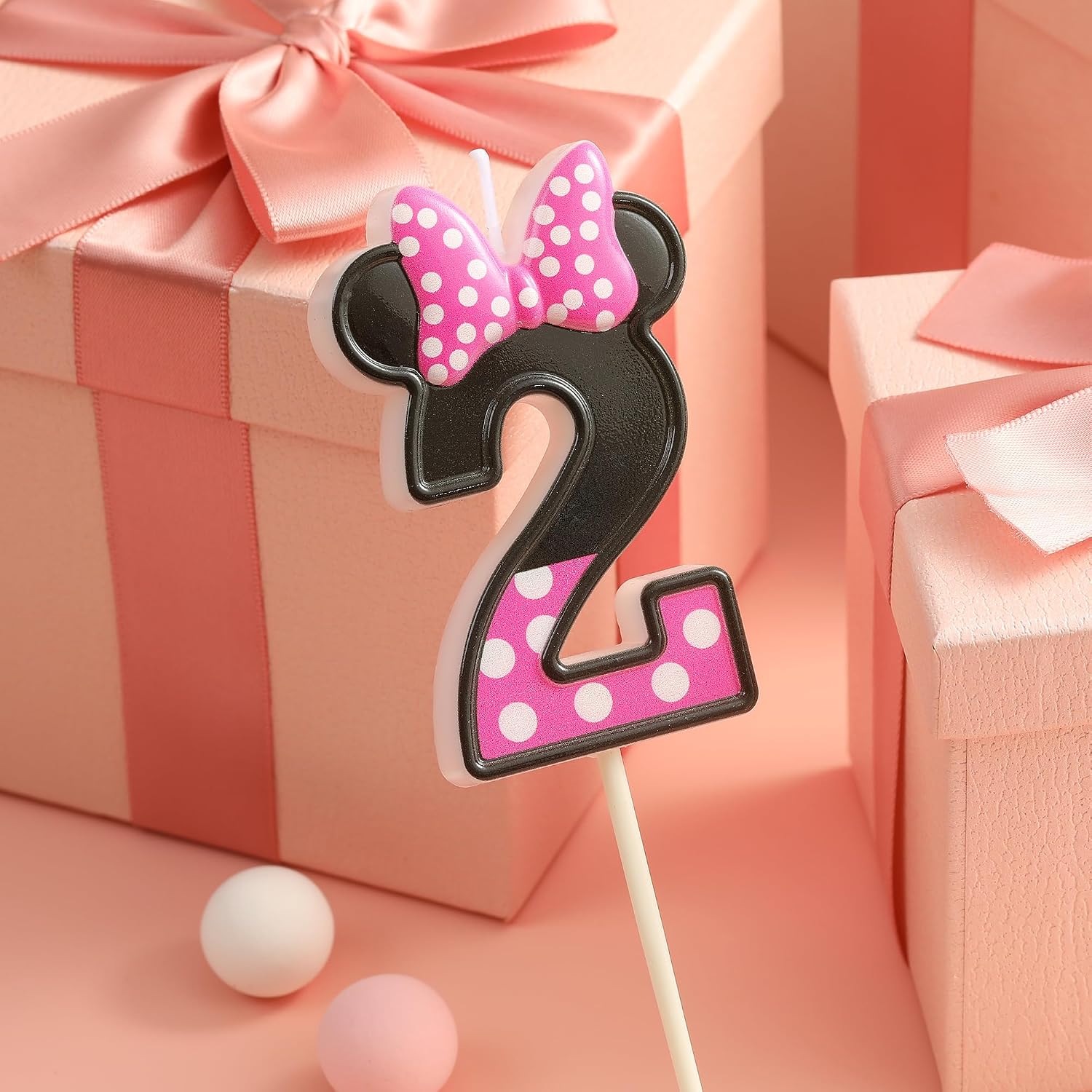 PHD CAKE 2.76 Inch Cartoon Pink and Black Mouse 2 Number Birthday Candles, Anime Cartoon Number Candles, Cake Number Candles, Party Celebration, Style Candle