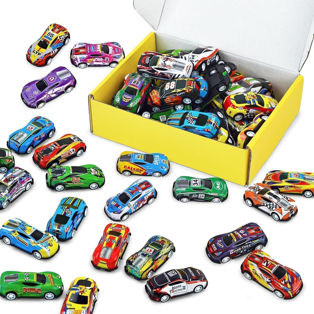 Vileafy 30 Mini Race Cars for Classroom Prizes, Party Favors for Kids 4-8 Years Old, Bulk Small Pull Back Car Toys for Treasure Box, Mini Toys Cars for Boys and Girls Goodie Bag Stuffers for Kids