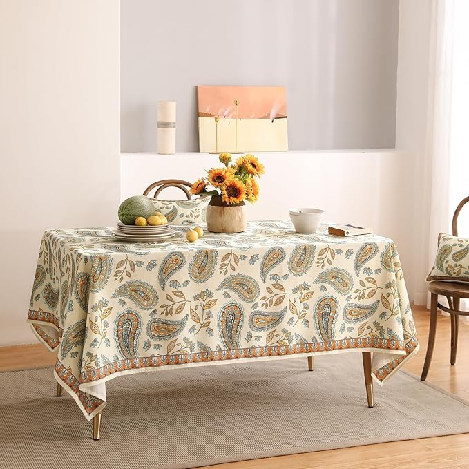 patdrea Designer Vintage French Rectangle Table Cloth,Italian Floral Wrinkle Free Farmhouse Extra Long Tablecloth,Decor Table Cover for Kitchen Dining,Christmas,Thanksgiving,67"x118"-Lysaniya