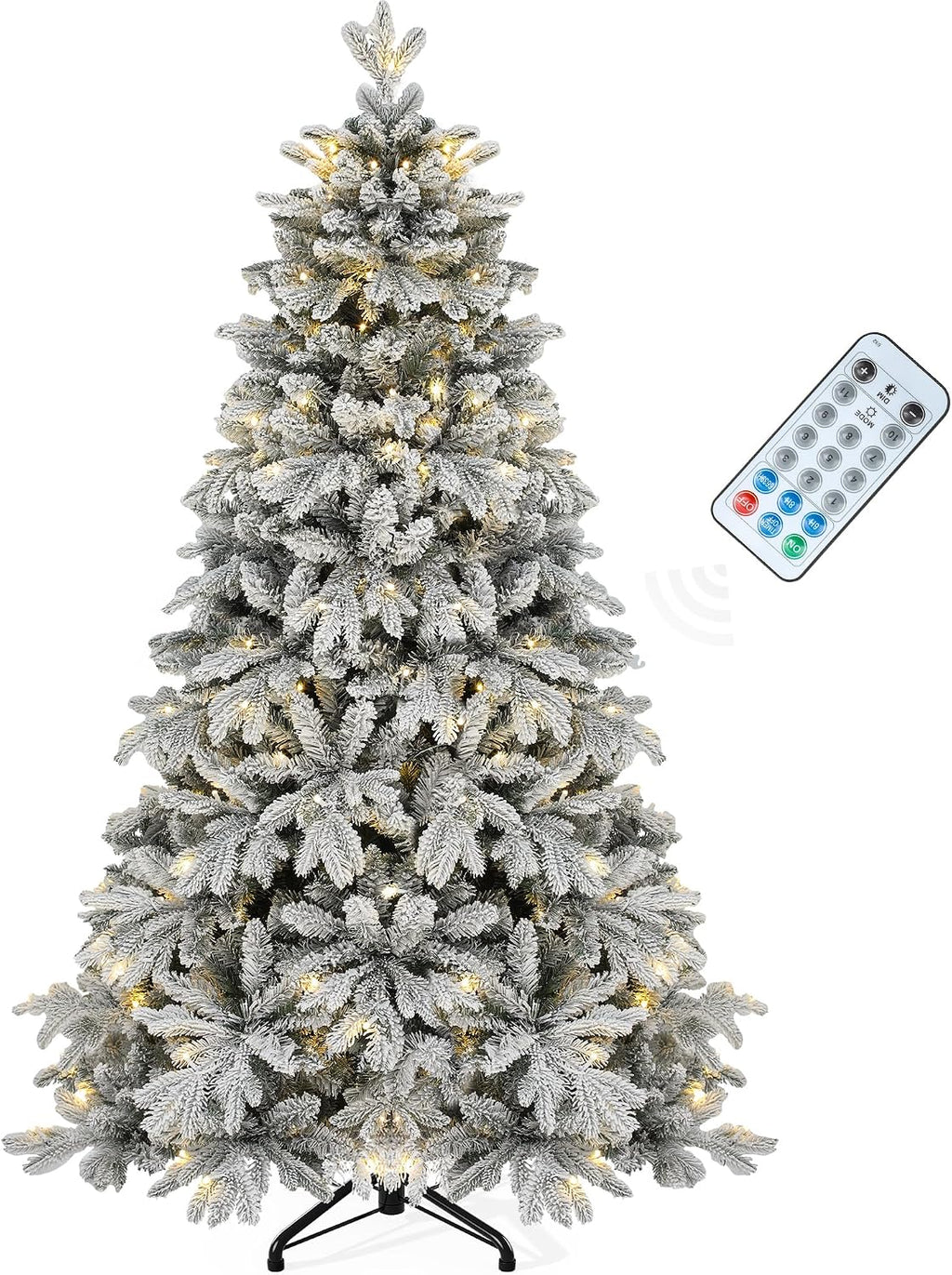 yitahome 7.5ft prelit flocked christmas tree with 1687, view 9