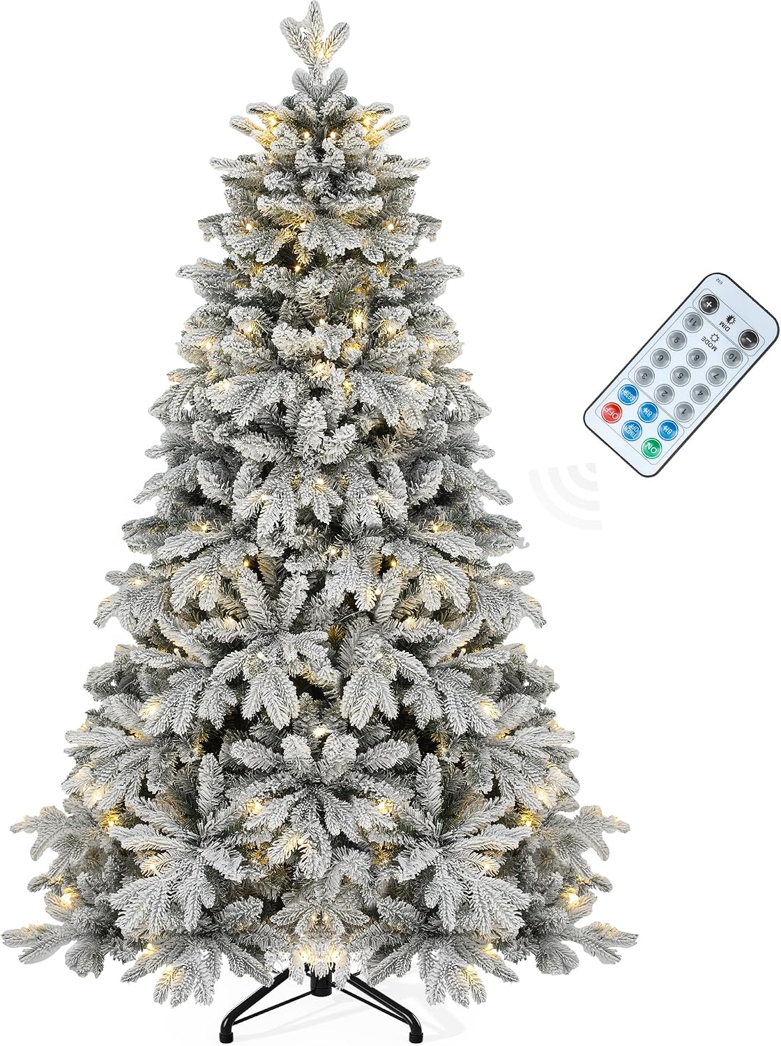 yitahome 7.5ft prelit flocked christmas tree with 1687, view 9