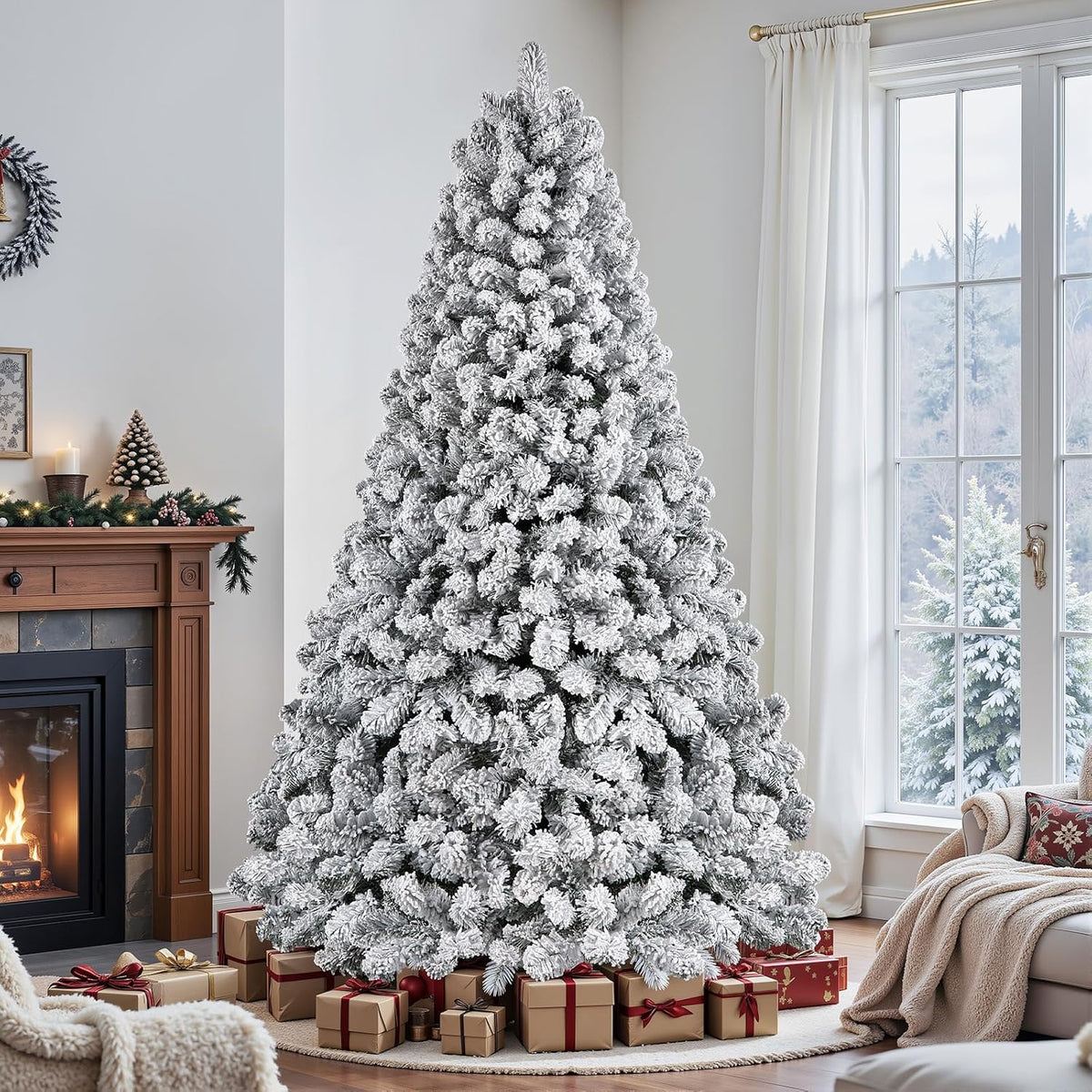 shareconn 7ft snow flocked spruce pre-lit artificial christmas, package contents