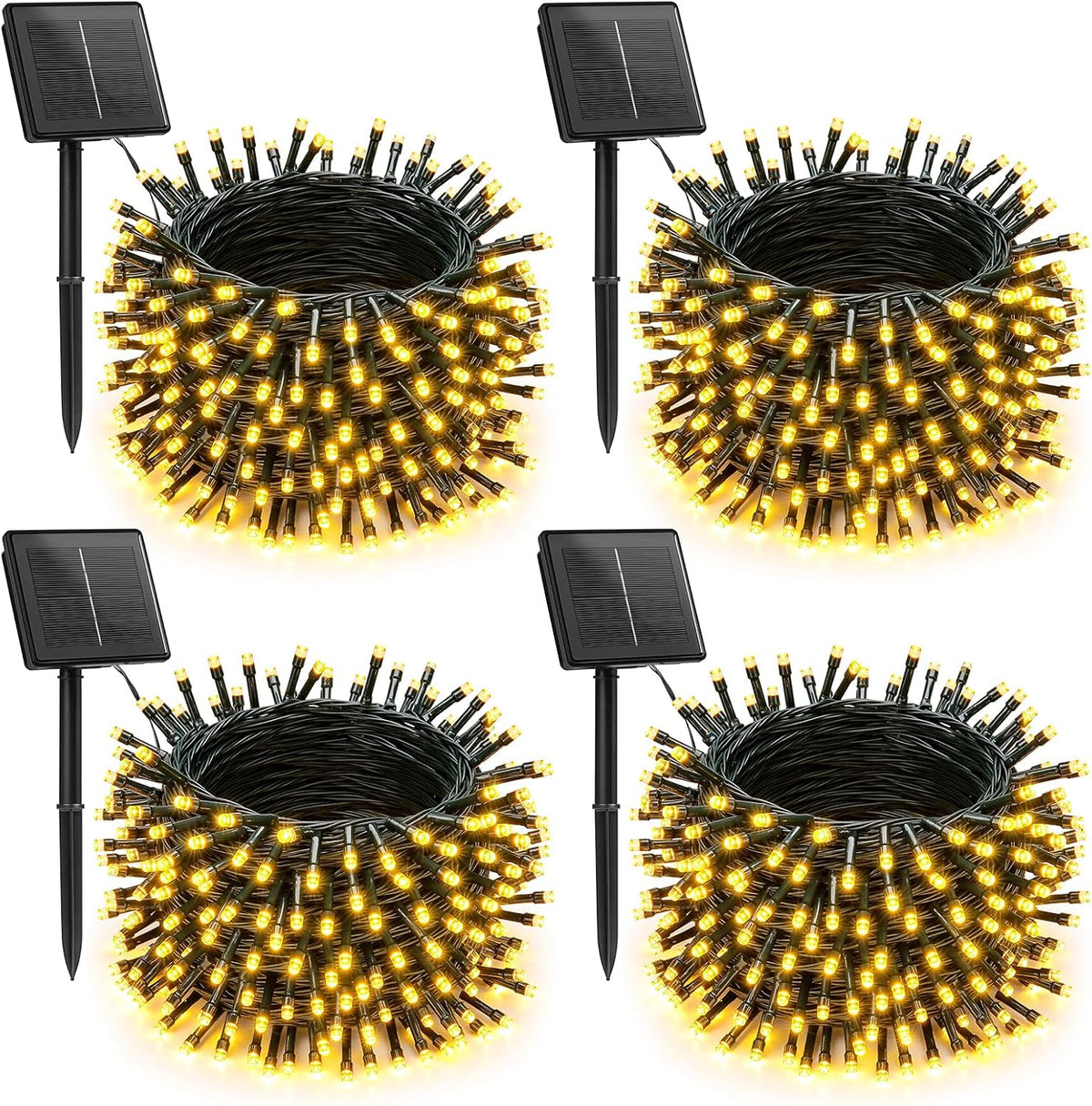 brightown 4 pack solar string lights for outside, main product view