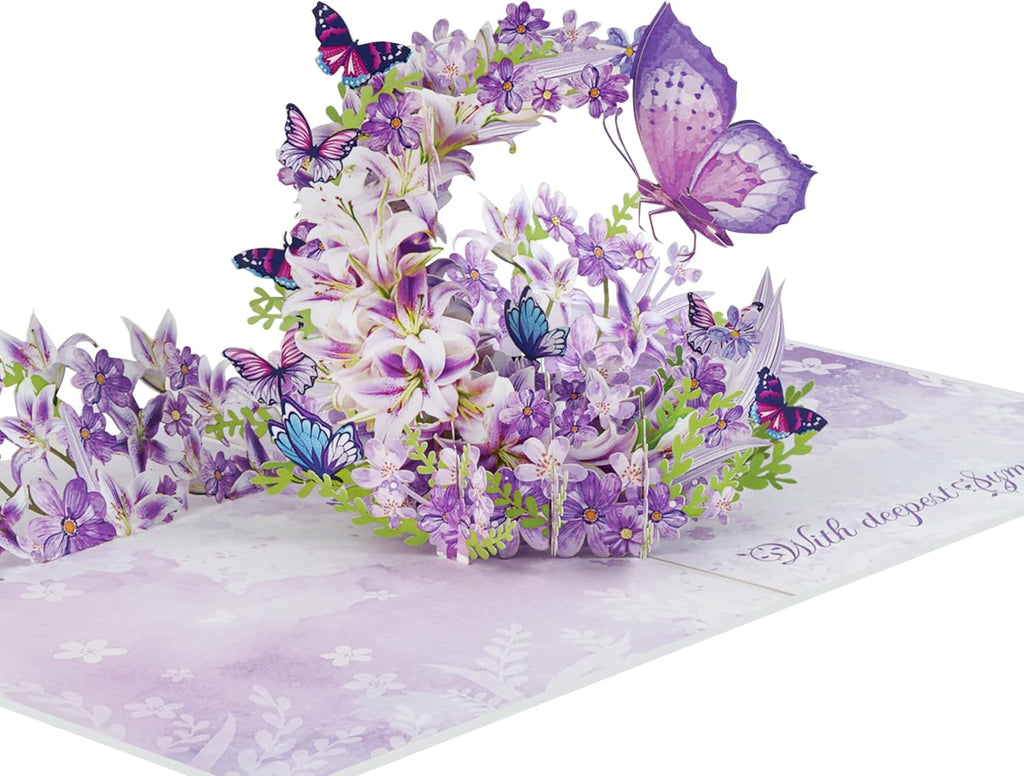 Moon Butterflies Pop Up Sympathy Cards with Envelopes, Sorry for Your Loss Card, Religious Pop Up Sympathy for Loss of Loved one, Mother, Father, Husband (PQ Moon Butterflies)