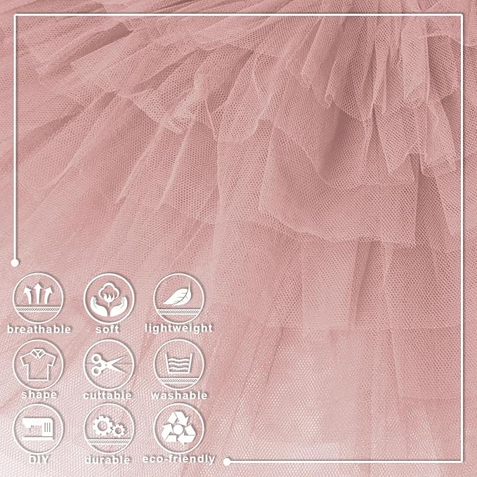 Dusty Rose Tulle Fabric Roll 6 Inch X 300 FT (100 Yards) Matte Tulle Ribbon Netting Mesh Spool for DIY Tutu Skirt Wedding Bow Gift Wrapping Baby Shower Christmas Party Halloween Decorations