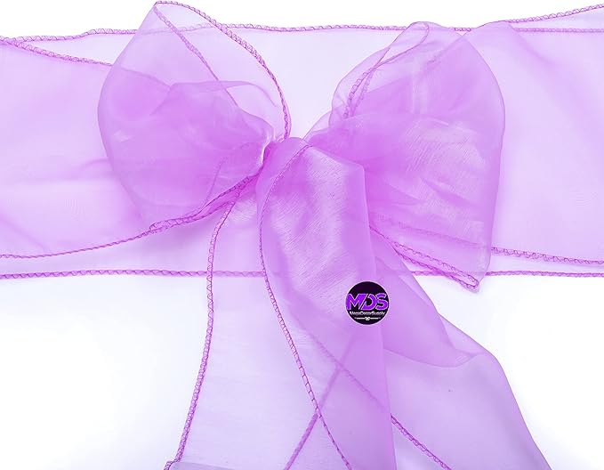 MDS Pack of 200 PCS Organza Chair Sashes Wider Dining Chair Bows Ribbon Tie Back for Wedding Party Birthday Bridal Shower Reception Event Banquet Home Chair Cover Decoration - Light Purple