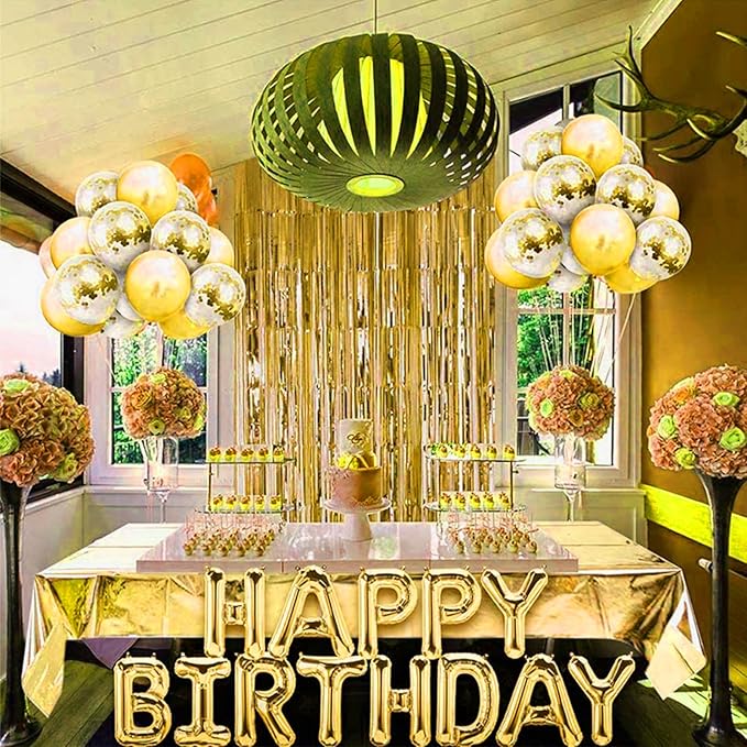 Gold Foil Fringe Curtain 3.3×8.3FT 6 Packs, Metallic Tinsel Curtains Party Streamers for Birthday Graduation Baby Shower Decoration (6pcs,3.3FT×8.3FT, Gold)