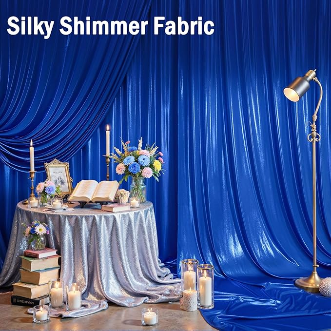 20ftx10ft Royal Blue Sequin Backdrop Curtain Panels for Parties, 4 Panels Wrinkle Free Glitter Photo Backdrop Drapes Shimmer Back Drop Cloth for Wedding Birthday Christmas Photography Background