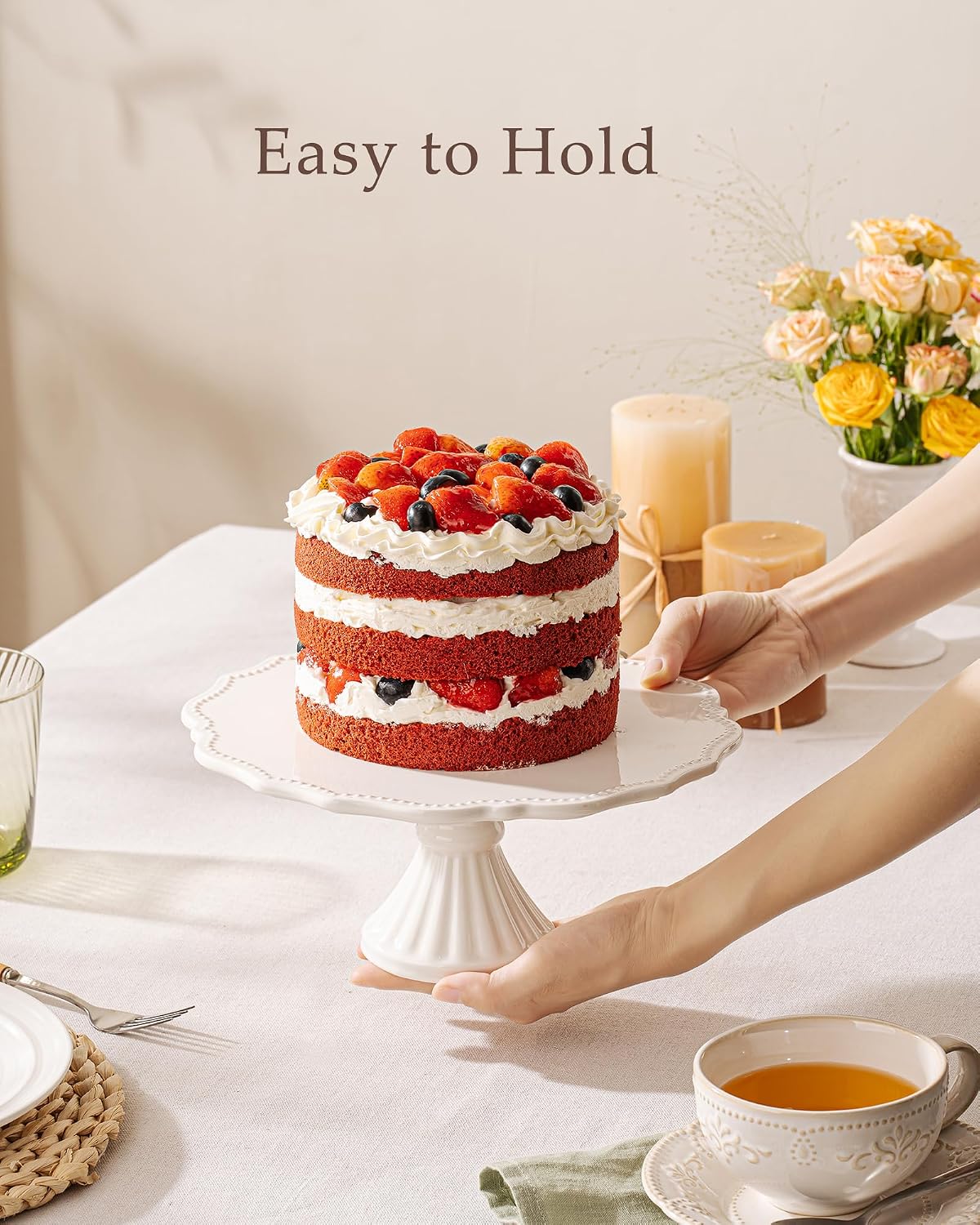 10 Inch Cake Stand, Relief Round Dessert Cake Stand for 8 Inch Cake