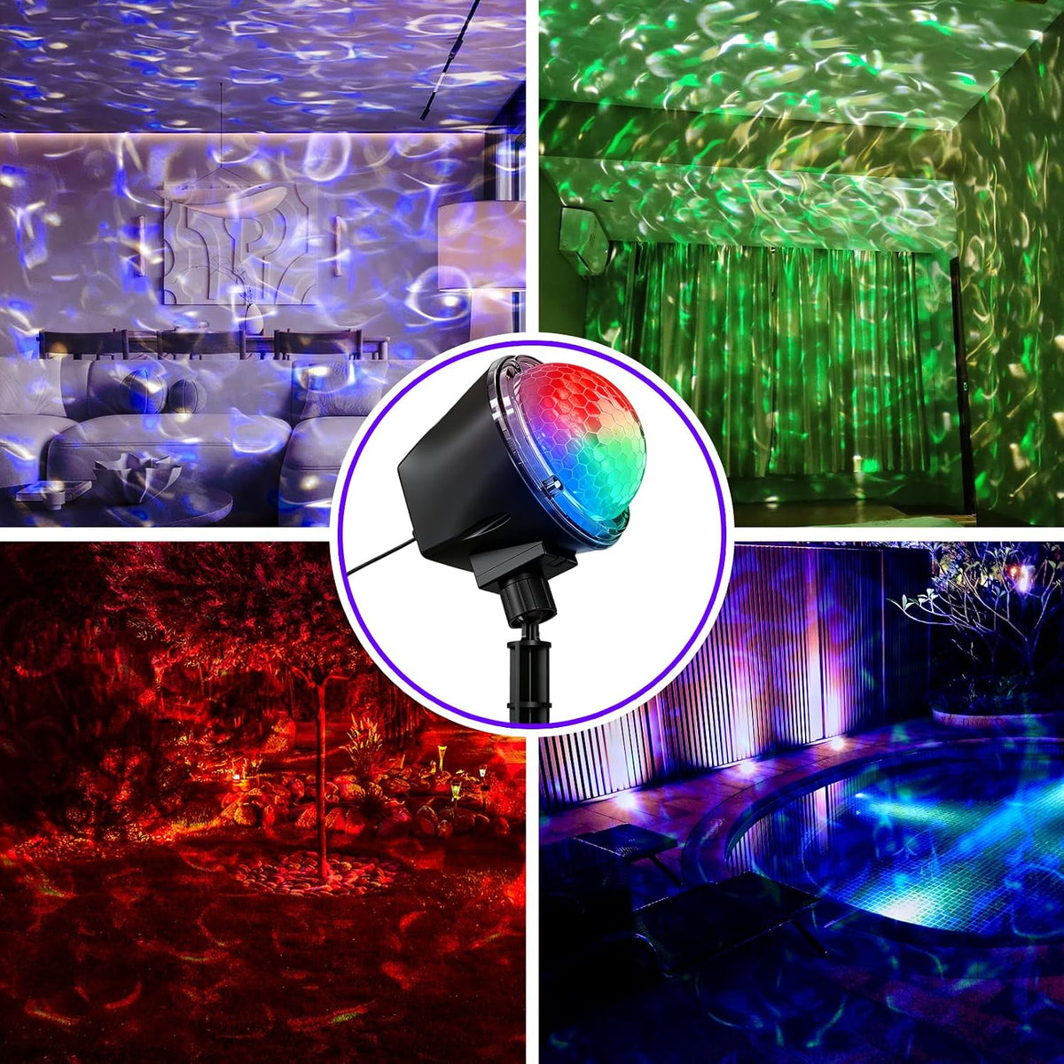 projector lights outdoor, 15 colors water wave ocean, main product view