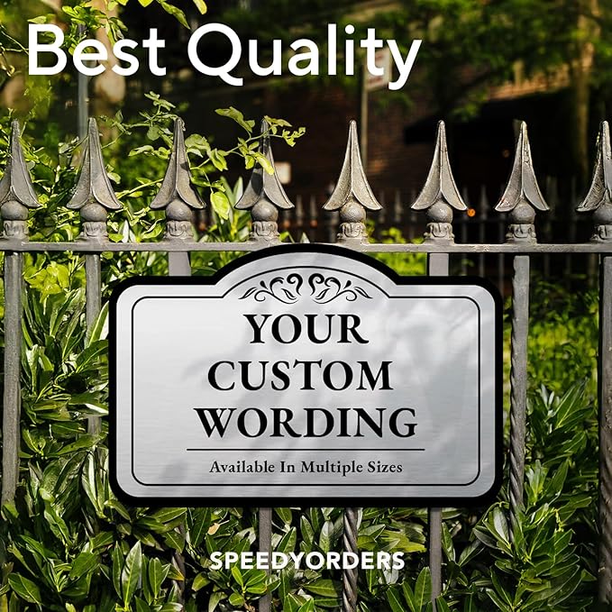 Custom Decorative Outdoor Waterproof Metal Signs, Personalized Aluminum Design 1 Metallic Silver 12x8 In