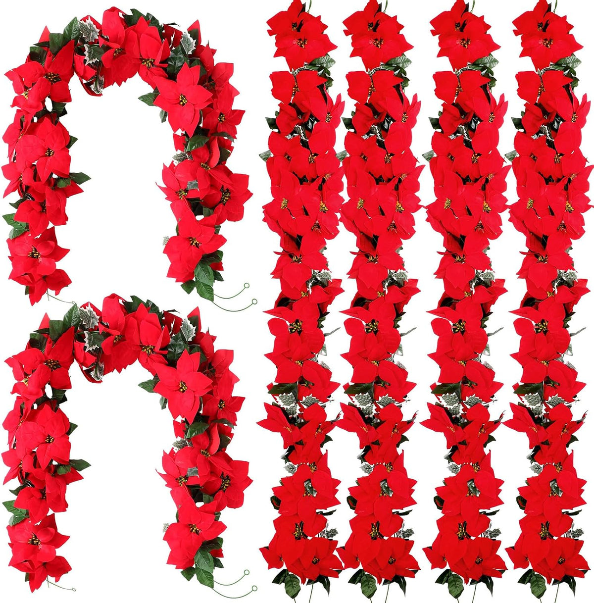 crowye red poinsettia garland, christmas decorations centerpiece, 10, main product view